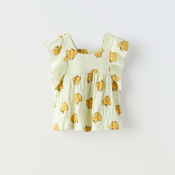 NWT Zara 1.5Y puppy dog ruffle shirt and plush shorts set - Picture 3 of 7